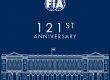 Logo FIA și clădire stilizată, cu mesajul „121st Anniversary – 20 June 1904”